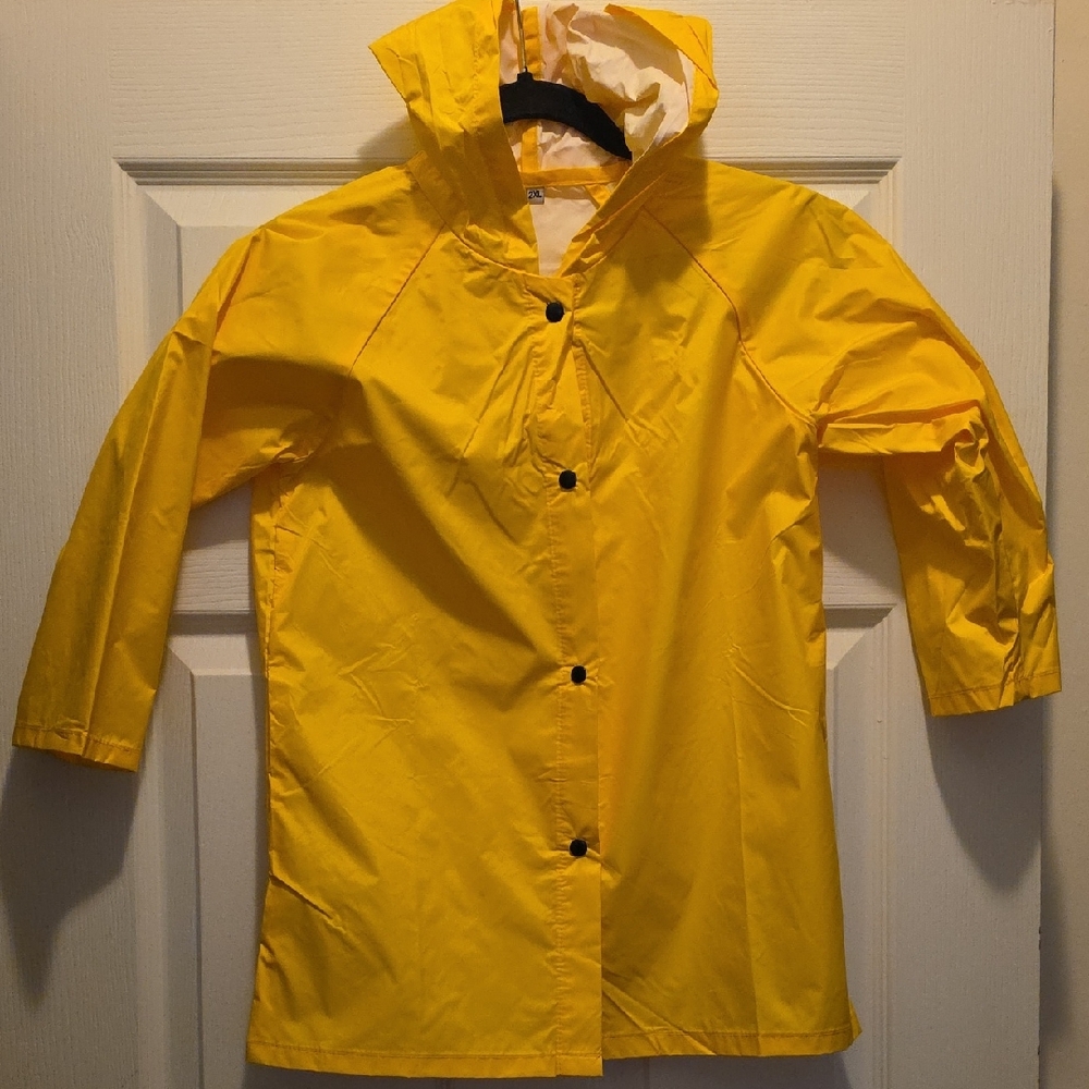 Bright Yellow Raincoat with Hood